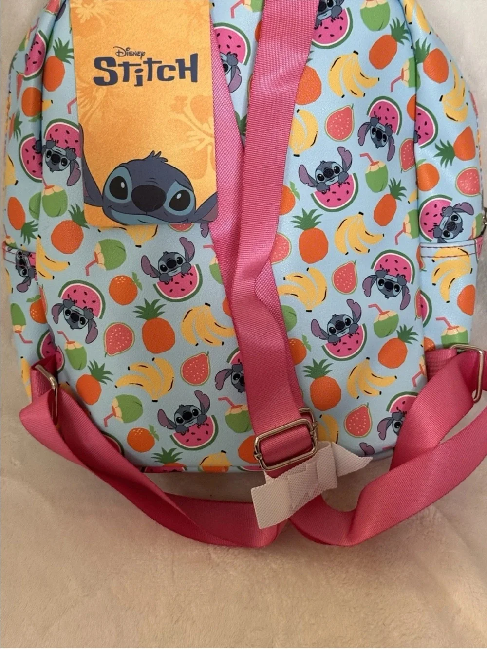 Disney Stitch Mini Backpack - Blue with Pink Fruit Print